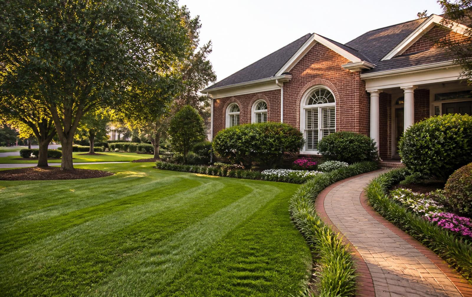 Freshly mowed and edged lawn in Mobile, Alabama
